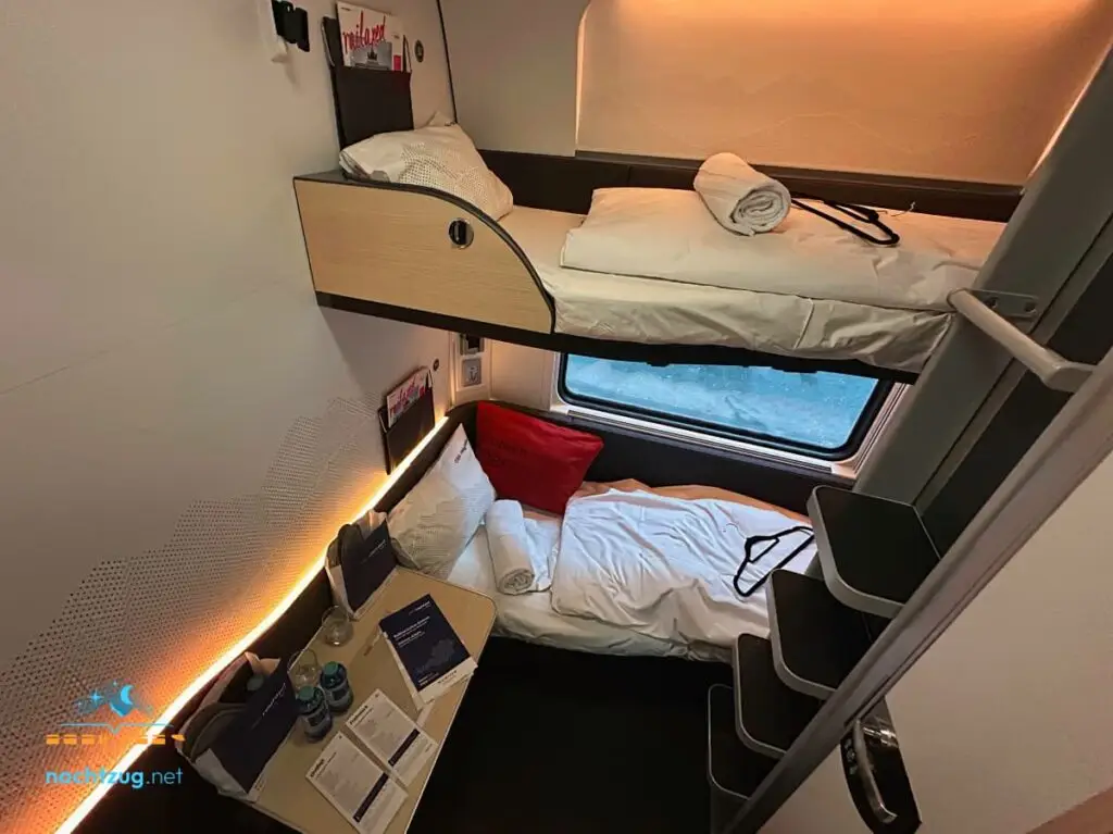 ÖBB nightjet "Comfort" guļamvagons: salona apskats.